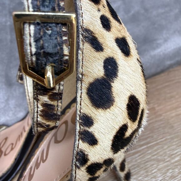 Sam Edelman Patti Open Toe Leopard Print Calf Hair High Heels Sandals Size 6 - Picture 12 of 13